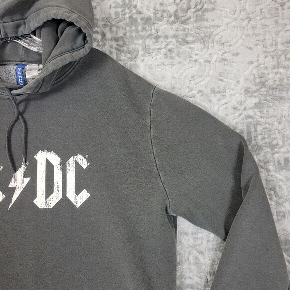 AC DC Hoodie Mens XL Gray Classic Logo Graphic Sweatshirt Fleece Rock Band Tour - Picture 5 of 13